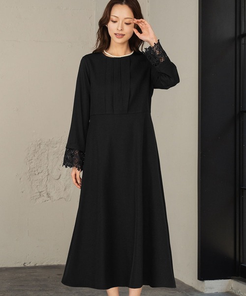 Flolia(フロリア)の「【喪服・礼服】フォーマルワンピース 長袖 Aライン ロング丈 セレモニー 卒業式 卒園式 入学式 入園式 ブラックフォーマル オケージョン 七五三 ママ 母親 マタニティ 妊婦【洗える】(ワンピース・レディース・ネイビー/ブラック・L/2L/S/M)」の15枚目の写真