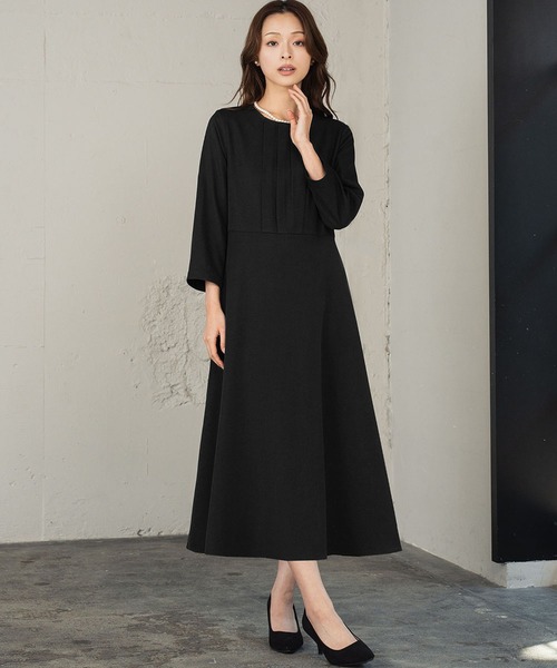 Flolia(フロリア)の「【喪服・礼服】フォーマルワンピース 長袖 Aライン ロング丈 セレモニー 卒業式 卒園式 入学式 入園式 ブラックフォーマル オケージョン 七五三 ママ 母親 マタニティ 妊婦【洗える】(ワンピース・レディース・ネイビー/ブラック・L/2L/S/M)」の18枚目の写真