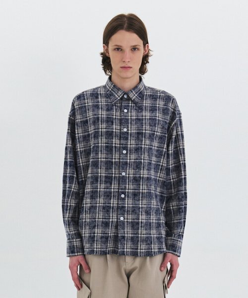 WINDER(ワインダー)の「ACID COTTON OVERSIZE CHECK SHIRTS - NAVY(シャツ/ブラウス・メンズ・その他・LARGE)」の1枚目の写真