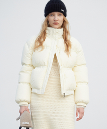 Tape Shirring Down Jacket - Cream