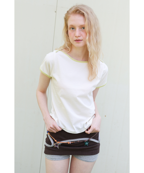 POEV(ポエブ)の「Contrast Boat-neck T-shirt -Cream(Tシャツ/カットソー・レディース・その他・FREE)」の3枚目の写真