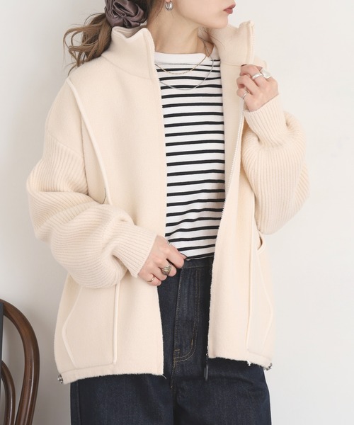 セール】je crois soi パイピング ジップアップニットブルゾン（ニット