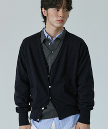 QS（キュース）の「Extra Fine Wool V Cardigan (Navy)（ニット/セーター）」
