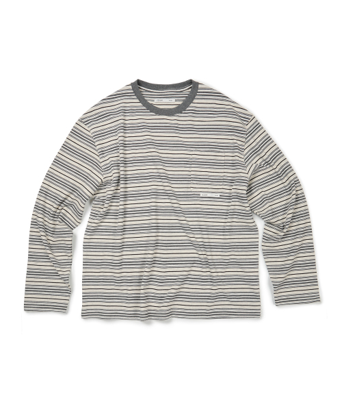 ETCE(イーティーシーイー)の「(BASE) STRIPE POCKET LONG SLEEVE (OATMEAL)(Tシャツ/カットソー・メンズ・その他・MEDIUM/LARGE/X-LARGE)」の1枚目の写真