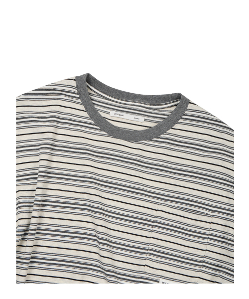 ETCE(イーティーシーイー)の「(BASE) STRIPE POCKET LONG SLEEVE (OATMEAL)(Tシャツ/カットソー・メンズ・その他・MEDIUM/LARGE/X-LARGE)」の3枚目の写真