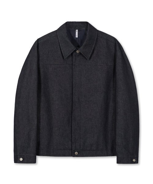 ヒドゥンボタンソフトコットントラッカージャケットインディゴデニム