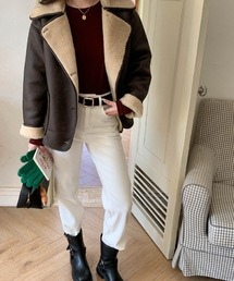 フェイクレザー 裏ボア ブルゾン