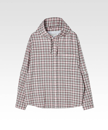 AFTERPRAY（アフタープレイ）の「オーバーサイズチェックフードパーカー ダストピンク（パーカー）」