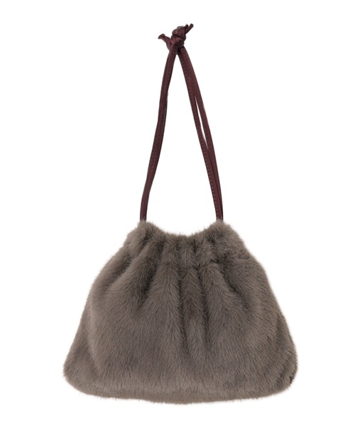 andme（アンドミー）の「2wayファー巾着バッグ（ショルダーバッグ・レディース・グレイッシュベージュ/アイボリー/モカ/チャコールグレー・FREE）」の1枚目の写真