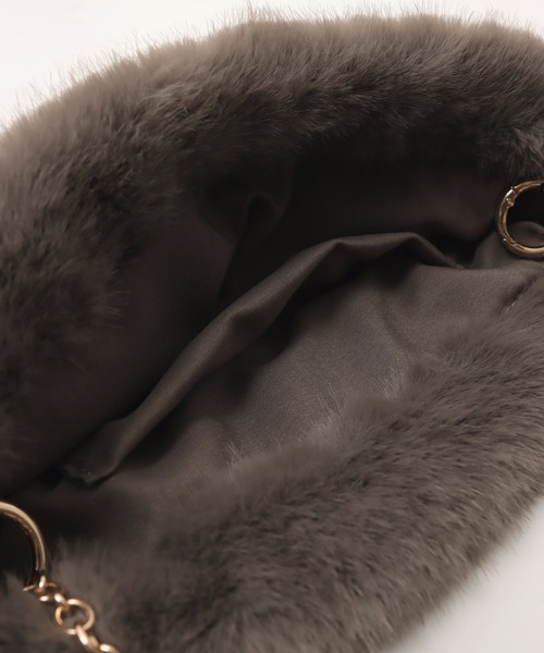 andme（アンドミー）の「2wayファー巾着バッグ（ショルダーバッグ・レディース・グレイッシュベージュ/アイボリー/モカ/チャコールグレー・FREE）」の15枚目の写真