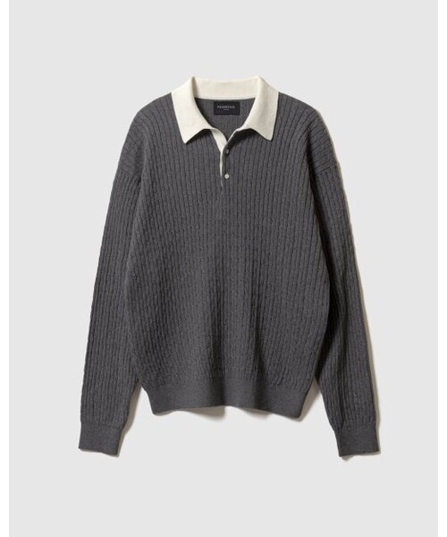 Cable Rugby Knit — серый вязаный регби‑свитер