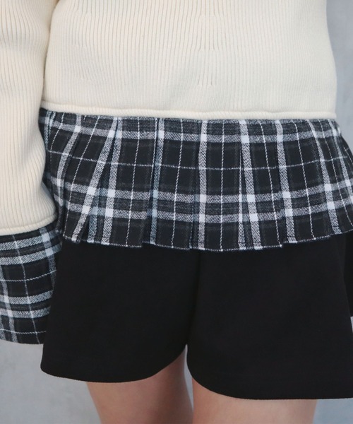 CECIL McBEE（セシルマクビー）の「ニットｘチェックプリーツ棒タイ付きチュニック（ニット/セーター・レディース・ベージュ/グレー/アイボリー/ブラック・MEDIUM）」の17枚目の写真