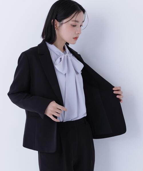 NATURAL BEAUTY BASIC(ナチュラルビューティーベーシック)の「◇ダブルクロスストレッチ SETUP テーラードジャケット(テーラードジャケット・レディース・ブラック/ネイビー・MEDIUM/SMALL/LARGE)」の5枚目の写真