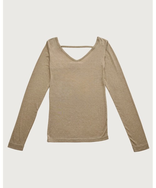 kiehtova(キエトヴァ)の「【kiehtova】BACK OPEN TOPS/バックオープントップス(Tシャツ/カットソー・レディース・ブラック/ベージュ・FREE)」の12枚目の写真