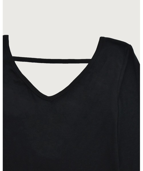 kiehtova(キエトヴァ)の「【kiehtova】BACK OPEN TOPS/バックオープントップス(Tシャツ/カットソー・レディース・ブラック/ベージュ・FREE)」の8枚目の写真