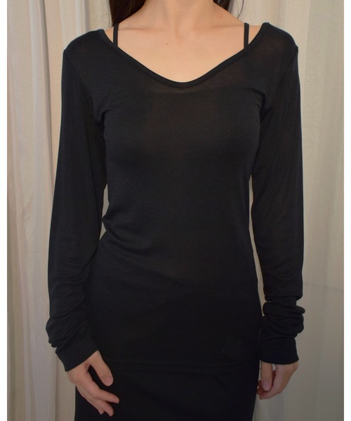 kiehtova（キエトヴァ）の「【kiehtova】BACK OPEN TOPS/バックオープントップス（Tシャツ/カットソー・レディース・ベージュ/ブラック・FREE）」の17枚目の写真