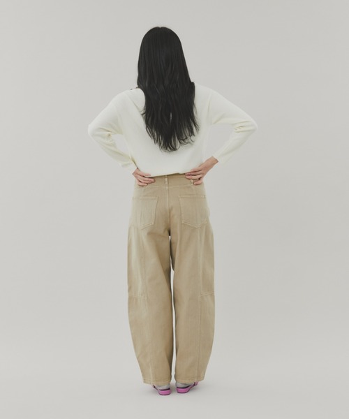 FUULLY STUDIO（フーリィーステューディオ）の「切り替えバレルデニムパンツ（デニムパンツ・レディース・ベージュ/ネイビー/ライトブルー・FREE）」の9枚目の写真