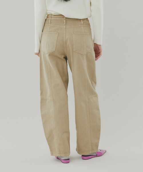 FUULLY STUDIO（フーリィーステューディオ）の「切り替えバレルデニムパンツ（デニムパンツ・レディース・ベージュ/ネイビー/ライトブルー・FREE）」の5枚目の写真