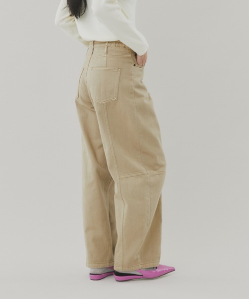 FUULLY STUDIO（フーリィーステューディオ）の「切り替えバレルデニムパンツ（デニムパンツ・レディース・ベージュ/ネイビー/ライトブルー・FREE）」の6枚目の写真