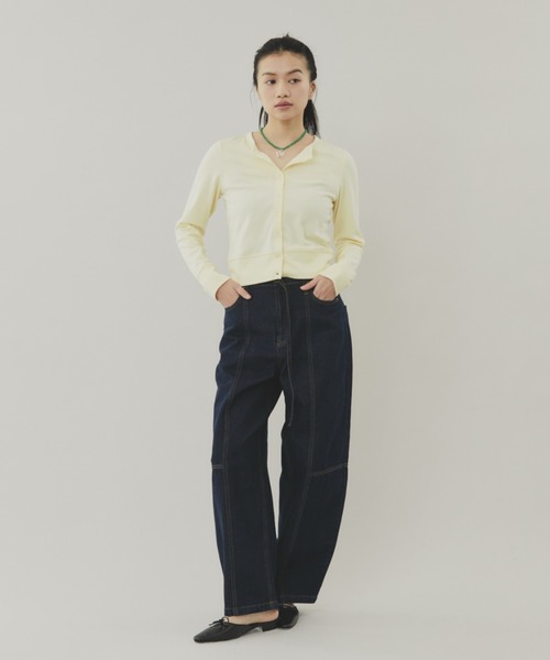 FUULLY STUDIO（フーリィーステューディオ）の「切り替えバレルデニムパンツ（デニムパンツ・レディース・ベージュ/ネイビー/ライトブルー・FREE）」の22枚目の写真