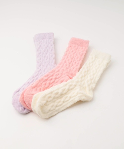 URBAN CHERRY（アーバンチェリー）の「【3足セット】もこもこマルチカラールームソックス（ソックス/靴下・キッズ・ピンク・S/M）」の5枚目の写真