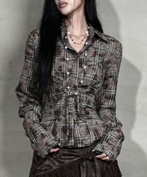 CHECK CORSET SHIRT #VINTAGE BROWN