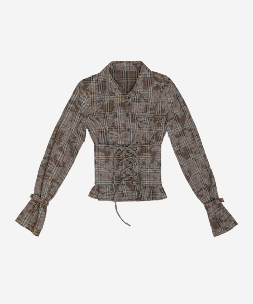 DARLING, YOU'RE BAD(ダーリンユーアーバッド)の「CHECK CORSET SHIRT #VINTAGE BROWN(シャツ/ブラウス・レディース・その他・FREE)」の2枚目の写真