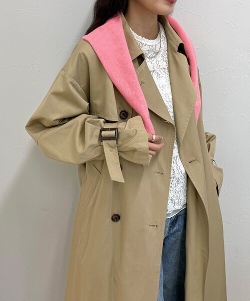 fredy emue（フレディエミュ）の「ニットバブーシュカ（バンダナ/スカーフ・レディース・キナリ/ピンク/グレー・FREE）」の10枚目の写真