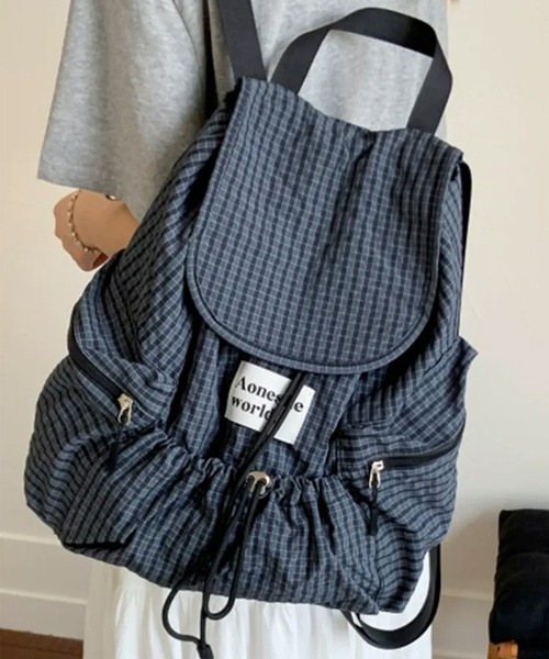 c.u.l(シーユーエル)の「A4収納可 チェック柄 バックパック リュック cula1391(バックパック/リュック・レディース・ブラック/グレー・FREE)」の11枚目の写真