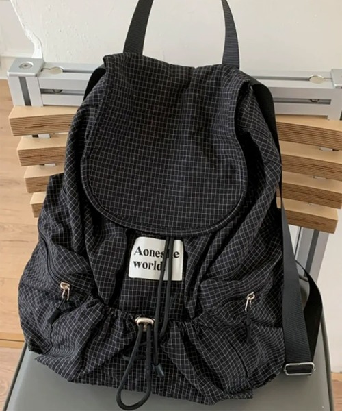 c.u.l(シーユーエル)の「A4収納可 チェック柄 バックパック リュック cula1391(バックパック/リュック・レディース・ブラック/グレー・FREE)」の15枚目の写真