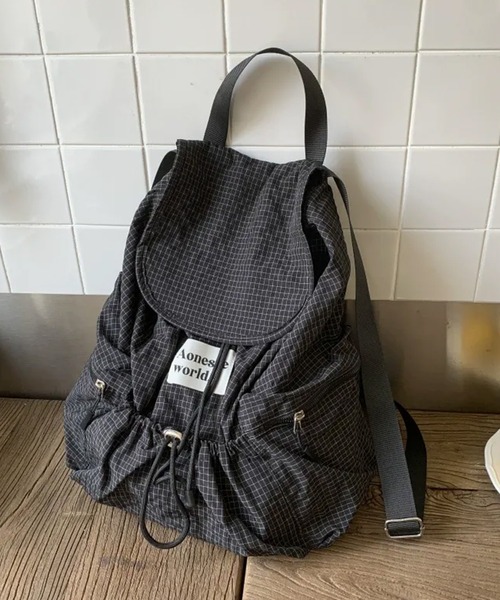 c.u.l(シーユーエル)の「A4収納可 チェック柄 バックパック リュック cula1391(バックパック/リュック・レディース・ブラック/グレー・FREE)」の16枚目の写真