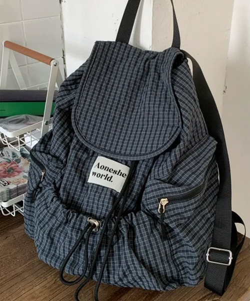 c.u.l(シーユーエル)の「A4収納可 チェック柄 バックパック リュック cula1391(バックパック/リュック・レディース・ブラック/グレー・FREE)」の18枚目の写真