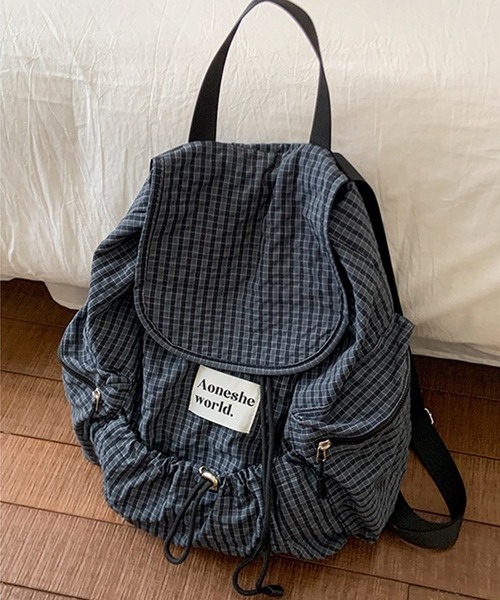 c.u.l(シーユーエル)の「A4収納可 チェック柄 バックパック リュック cula1391(バックパック/リュック・レディース・ブラック/グレー・FREE)」の19枚目の写真