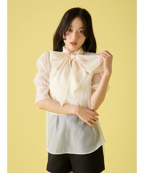 LILY BROWN（リリーブラウン）の「オーガンザボウタイブラウス（シャツ/ブラウス・レディース・アイボリー/その他/チャコールグレー/ピンク・F）」の20枚目の写真