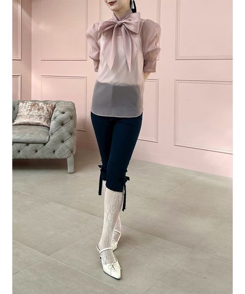 LILY BROWN（リリーブラウン）の「オーガンザボウタイブラウス（シャツ/ブラウス・レディース・アイボリー/その他/チャコールグレー/ピンク・F）」の9枚目の写真