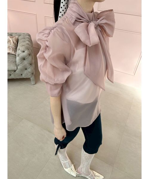 LILY BROWN（リリーブラウン）の「オーガンザボウタイブラウス（シャツ/ブラウス・レディース・アイボリー/その他/チャコールグレー/ピンク・F）」の10枚目の写真