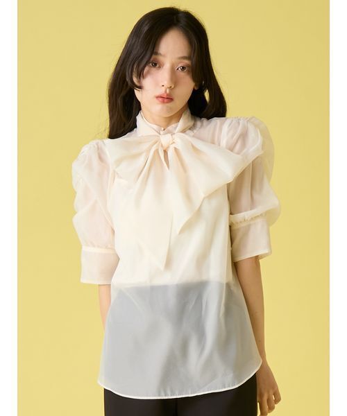 LILY BROWN（リリーブラウン）の「オーガンザボウタイブラウス（シャツ/ブラウス・レディース・アイボリー/その他/チャコールグレー/ピンク・F）」の14枚目の写真