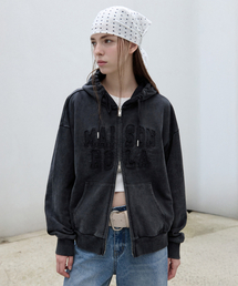 MAISON DE ROLA PIGMENT HOOD ZIP-UP DEEP GRAY