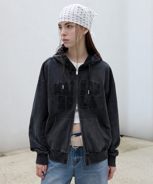 ROLAROLA(ロラロラ)の「MAISON DE ROLA PIGMENT HOOD ZIP-UP DEEP GRAY(パーカー・レディース・その他・FREE)」の1枚目の写真