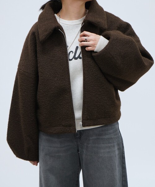 abahouse mavie(アバハウスマヴィ)の「シープボアショートブルゾン(ブルゾン・レディース・ブラウン/アイボリー/グレー/ブラック・フリー)」の11枚目の写真