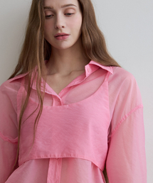 ODER（オディエール）の「シースルーナイロンビスチェ-ピンク（ベスト）」