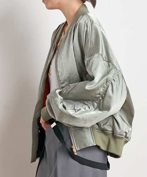 PROVOKE （プロヴォーク）の「【PROVOKE/プロヴォーク】pigment short MA-1（MA-1・レディース・カーキ/ベージュ・FREE）」の3枚目の写真