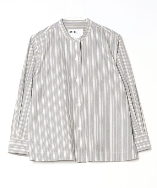MHL.（エムエイチエル）の「PYJAMA STRIPE COTTON SHIRT（シャツ/ブラウス・レディース・グレー・1/2）」の5枚目の写真