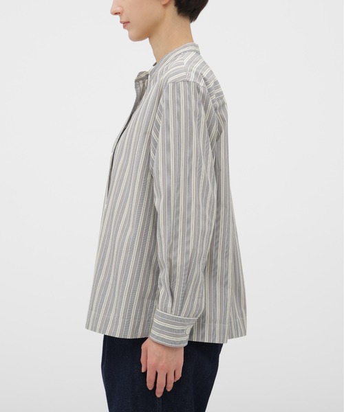 MHL.（エムエイチエル）の「PYJAMA STRIPE COTTON SHIRT（シャツ/ブラウス・レディース・グレー・1/2）」の3枚目の写真