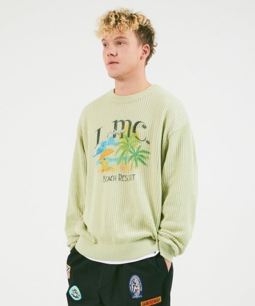 RESORT MESH KNIT SWEATER светло-зеленый