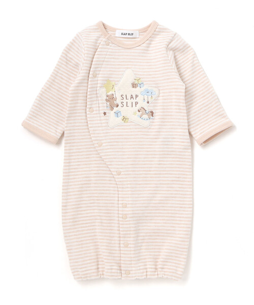 SLAP SLIP BABY(スラップスリップベビー)の「アニマルクマウサギ恐竜お星さまパッチ2WAYオールベビー(50~70cm)(ロンパース・キッズ・ブルー系その他/ピンク/ベージュ系その他・FREE)」の2枚目の写真
