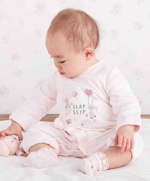 SLAP SLIP BABY(スラップスリップベビー)の「アニマルクマウサギ恐竜お星さまパッチ2WAYオールベビー(50~70cm)(ロンパース・キッズ・ブルー系その他/ピンク/ベージュ系その他・FREE)」の3枚目の写真
