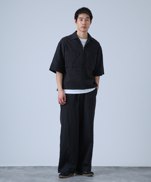 B.C STOCK(ベーセーストック)の「Deux Allures / ドゥ アリュール SASHIKO リラックスパンツ(スラックス・メンズ・ブラック/アイボリー/ブルー・FREE)」の4枚目の写真