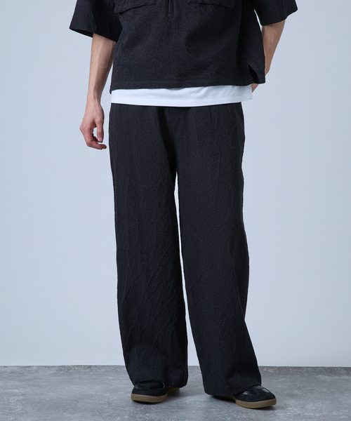 B.C STOCK(ベーセーストック)の「Deux Allures / ドゥ アリュール SASHIKO リラックスパンツ(スラックス・メンズ・ブラック/アイボリー/ブルー・FREE)」の5枚目の写真