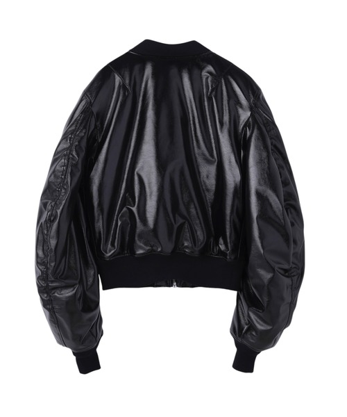 セール】PATENT MASSIVE ROUNDED SLEEVE BOMBER JACKET（ダウン 